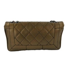 CHANEL Medium Flap Crossbody Bag CC Bronze Metallic Quilted Leather