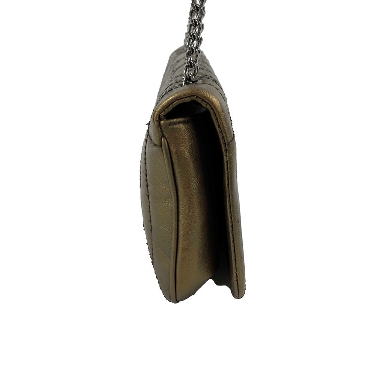 CHANEL Medium Flap Crossbody Bag CC Bronze Metallic Quilted Leather For