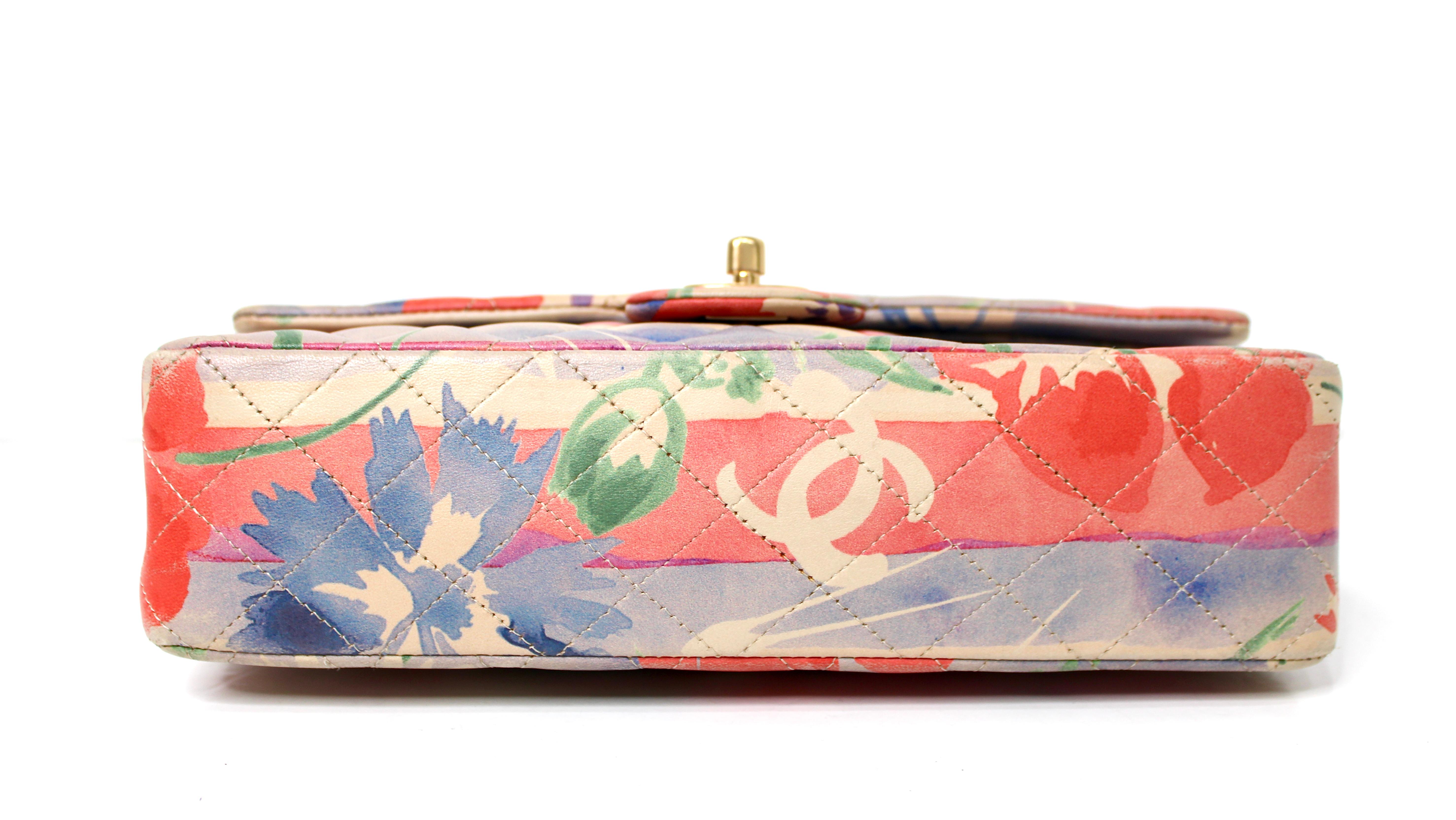 Chanel Medium Floral Lammleder Classic Double-Flap Handtasche im Angebot 3