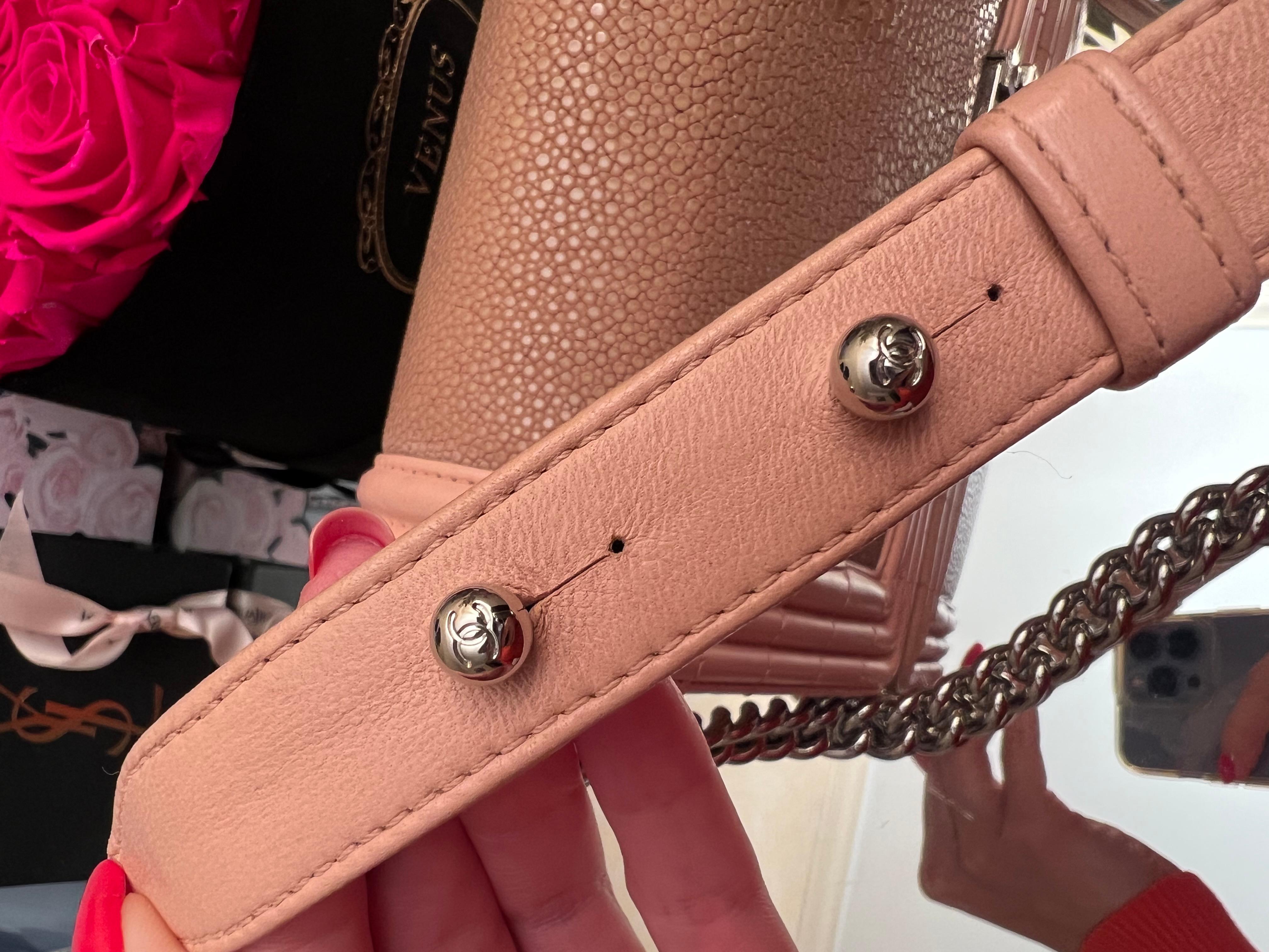 Brown Chanel Medium Galuchat Boy Crossbody Bag For Sale