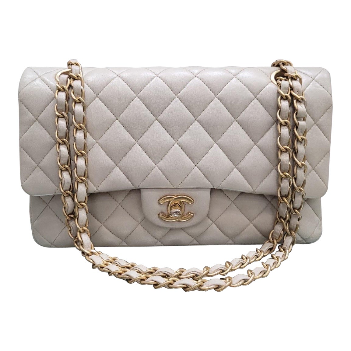 Chanel Bolso Doble Solapa Marfil Mediano