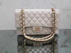 Borsa Chanel media avorio con doppia patta