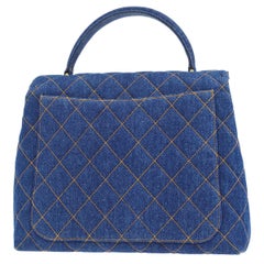 Chanel Medium Kelly Handbag Top Handle Denim