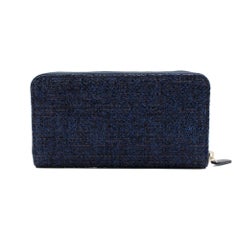 Chanel Medium Navy Blue Tweet Canvas Zip Wallet A81977 5B746
