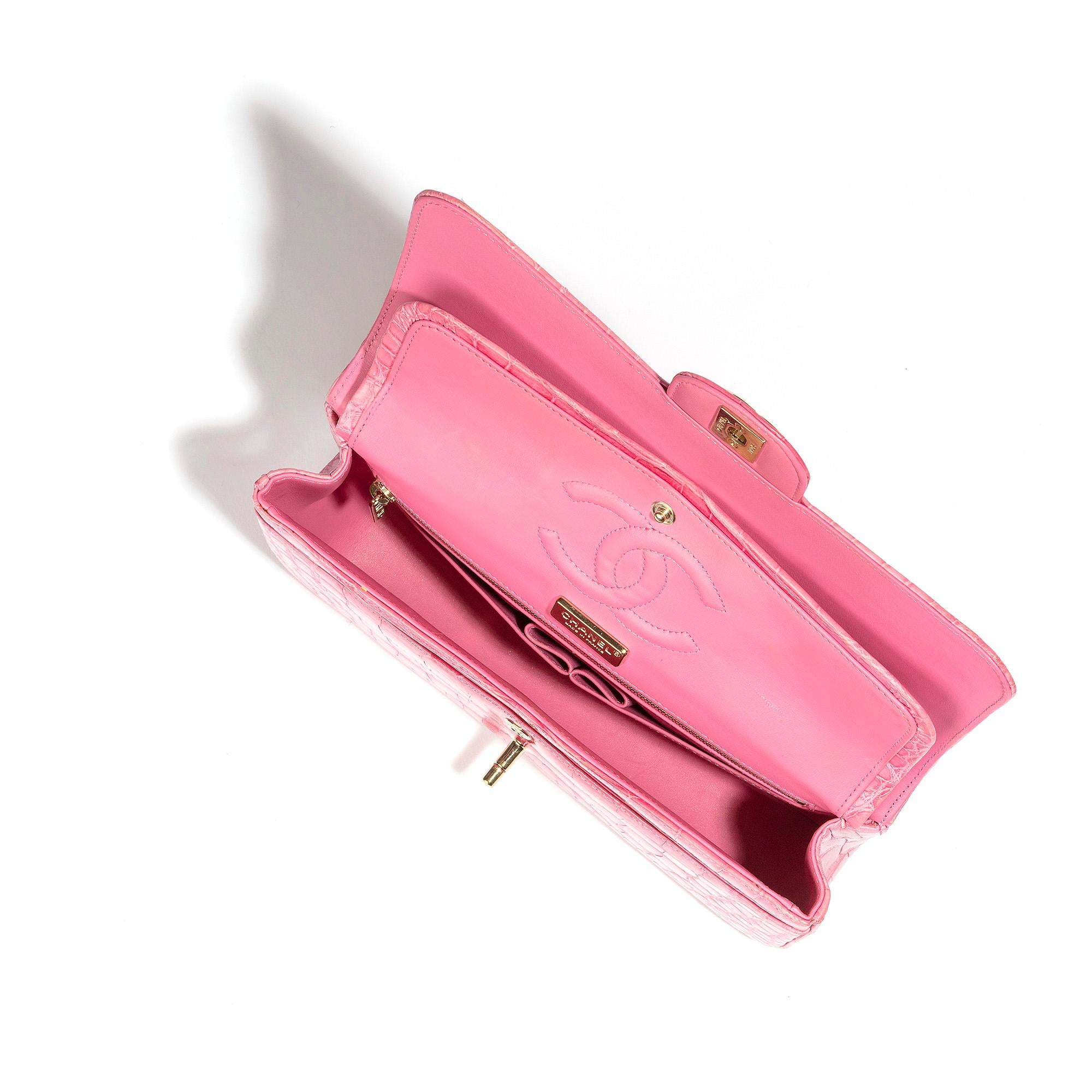 Chanel Medium Pink Double Flap Bag In Good Condition In London, GB