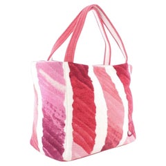 Chanel Medium Pink Terry Cloth CC Beach Pool Tote