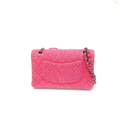 Chanel Medium Pink Tweed Crystal and Silicone Sakura Flower Flap Bag Silver HW