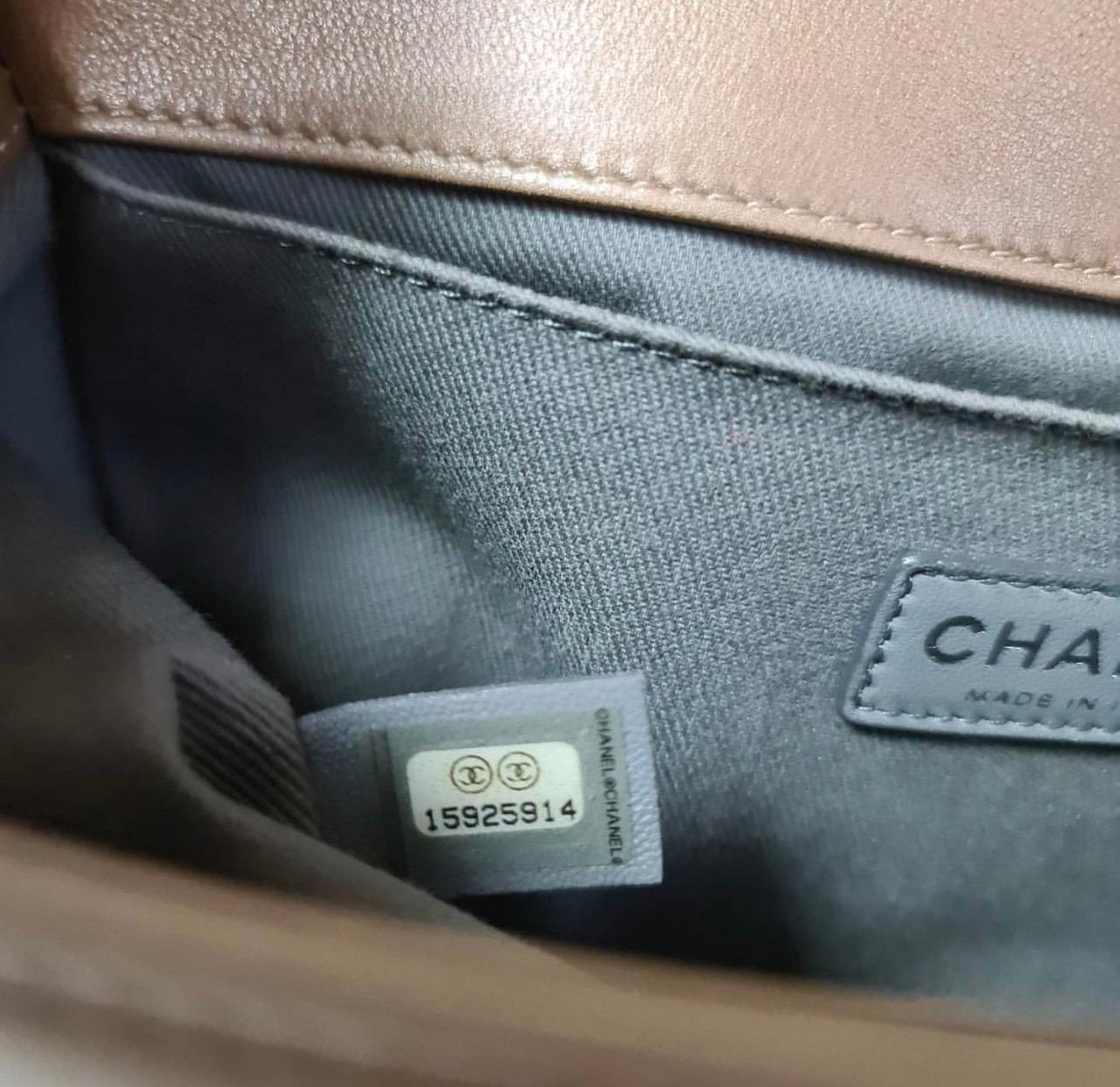 Chanel Medium Quilted Iridescent Pearly Rose Gold Calfskin Boy Bag 4