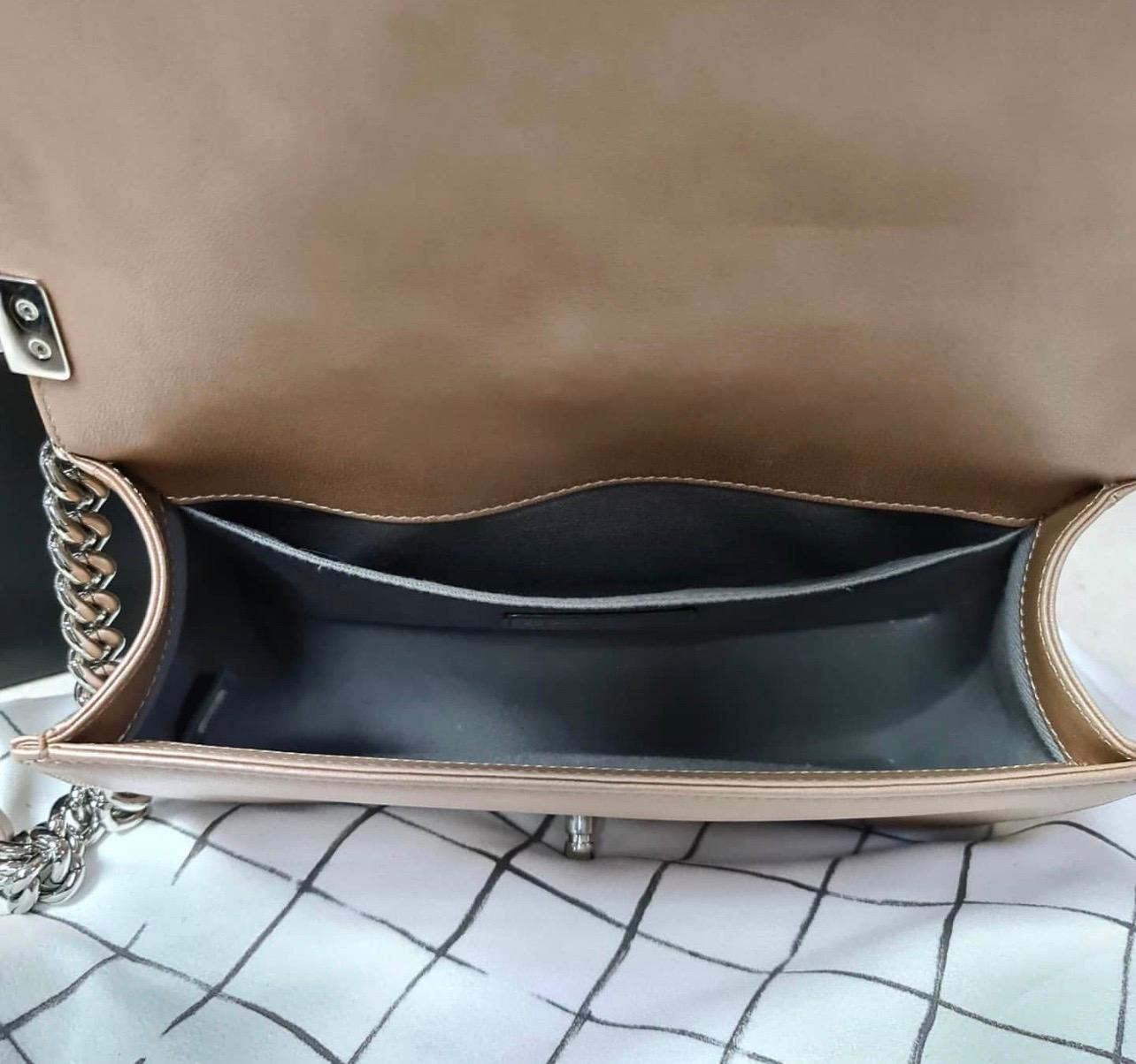 Chanel Medium Quilted Iridescent Pearly Rose Gold Calfskin Boy Bag 2