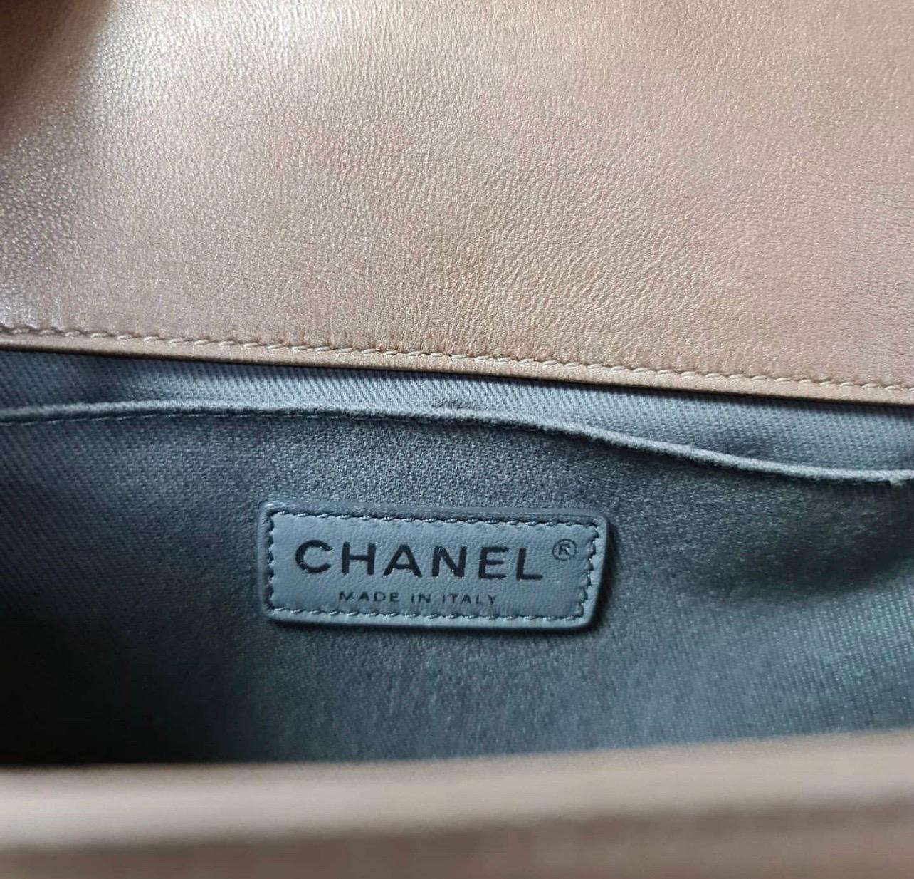 Chanel Medium Quilted Iridescent Pearly Rose Gold Calfskin Boy Bag 3