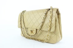 Chanel Medium Quilted Lambskin Classic  2cz1002 Beige Leather Shoulder Bag