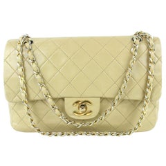 Chanel Medium Quilted Lambskin Classic  2cz1002 Beige Leather Shoulder Bag