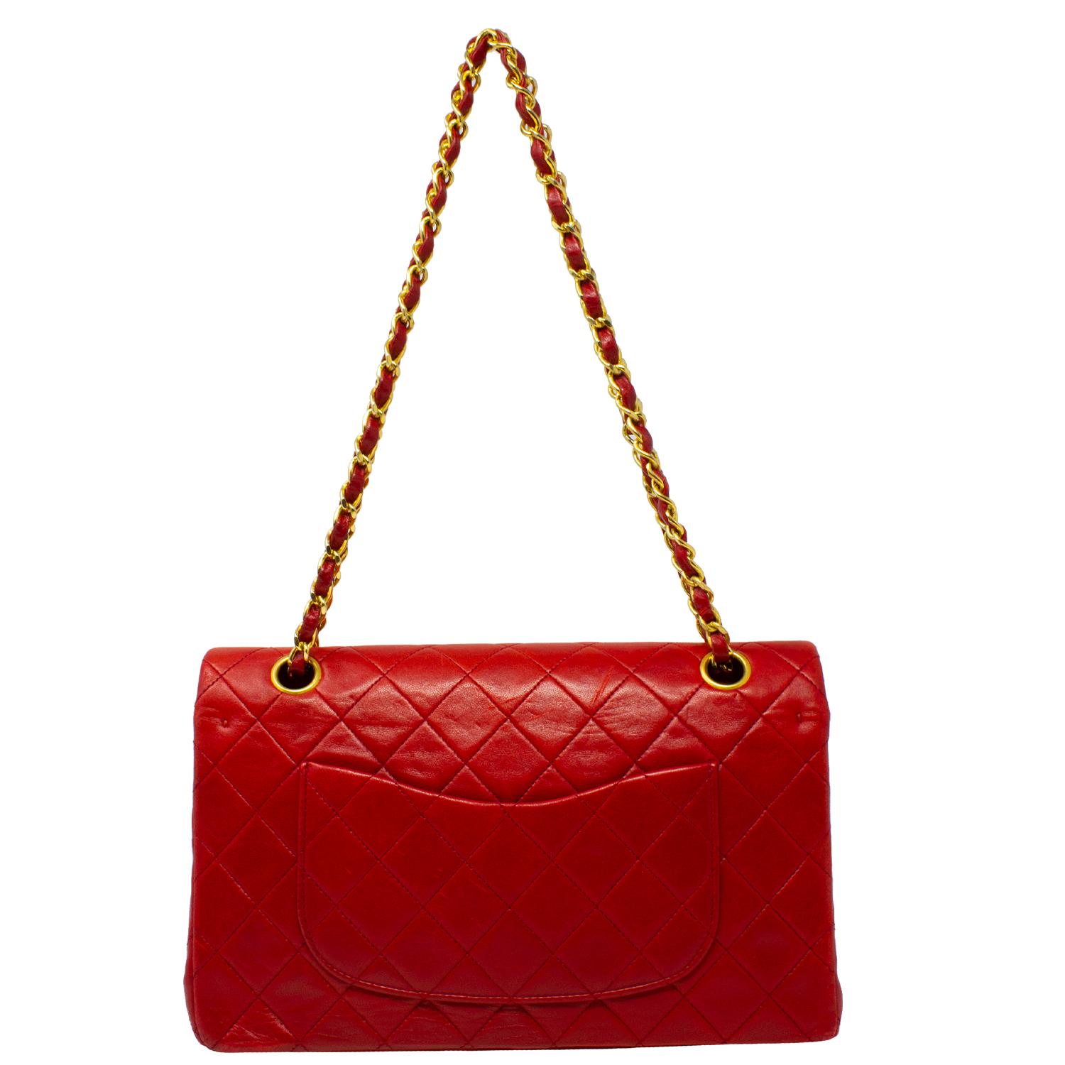 red chanel double flap bag