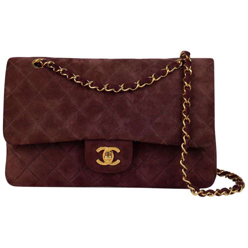 Chanel Medium Suede Classic Double Flap bag For Sale