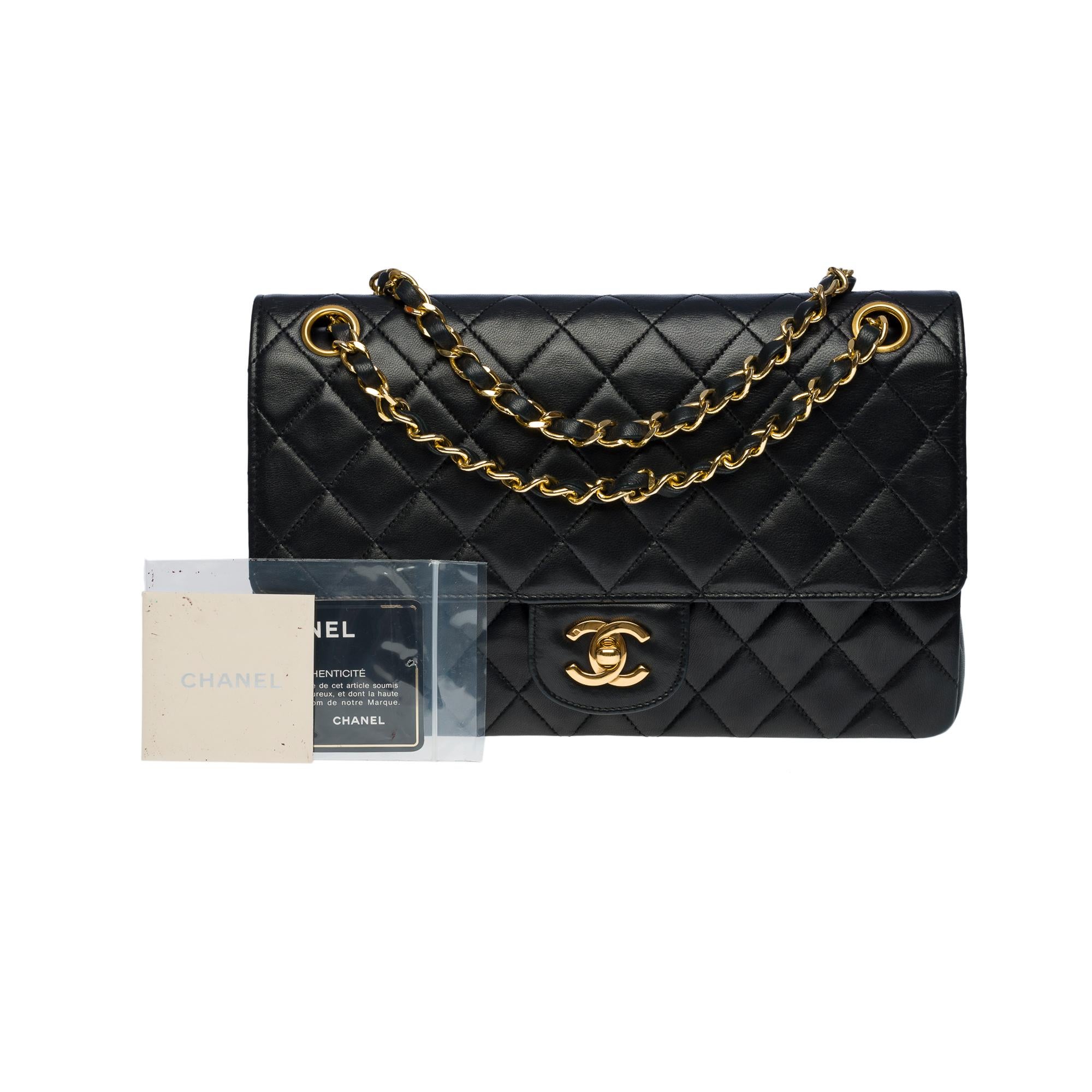 Chanel Medium Timeless double flap shoulder bag in black quilted lambskin, GHW 6