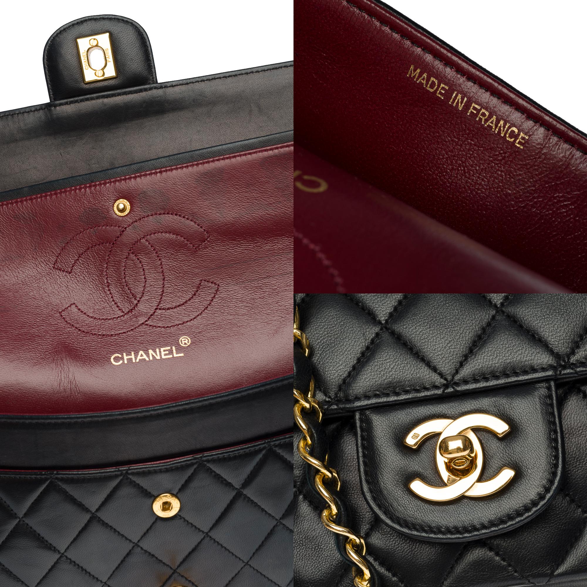 Women's Chanel Medium Timeless double flap shoulder bag in black quilted lambskin, GHW