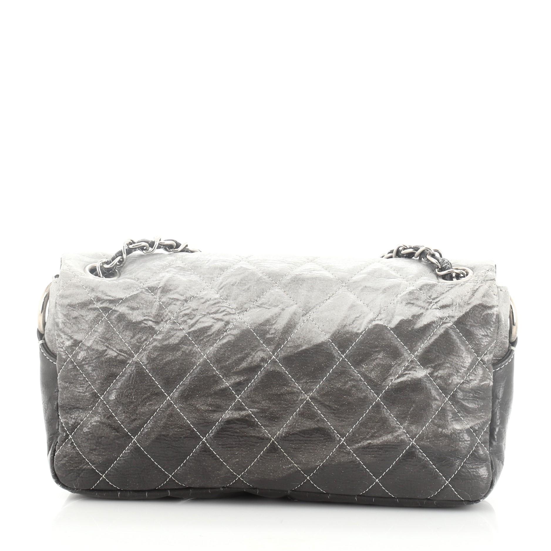 Gray Chanel Melrose Degrade Flap Bag Quilted Patent Vinyl Medium