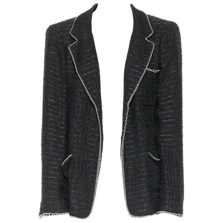 Chanel, black and white boucle jacket with lurex - Unique Designer Pieces