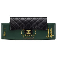 Chanel Menu Green Calfskin Quilted Diamond Stitch Clutch