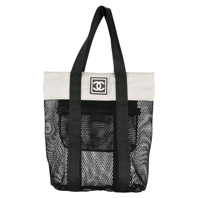 Chanel Mesh Logo Retro Sport Gym Shopper Tote Bag For Sale at 1stdibs