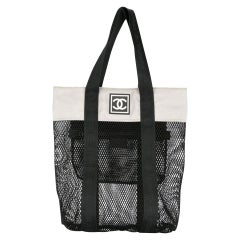 Chanel Mesh Logo Vintage Sport Gym Shopper Tote Bag