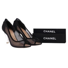 Chanel Mesh Peep-Toe Pumps With A Clear Heel