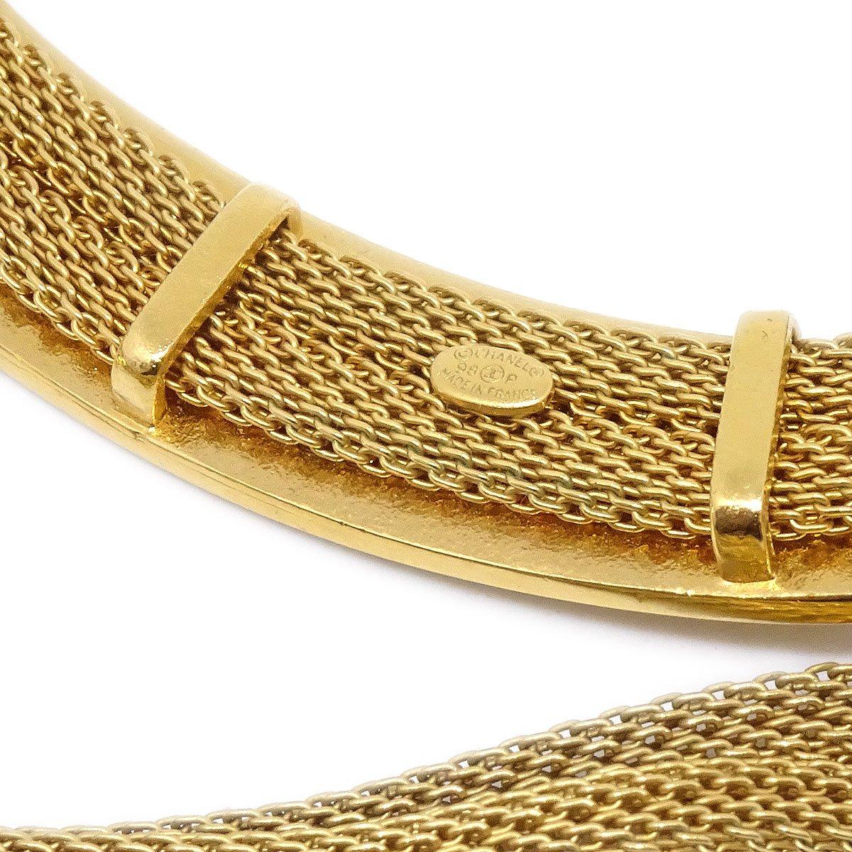 CHANEL Bib-Halskette aus Gold und Metall mit Mesh Plate Damen im Angebot