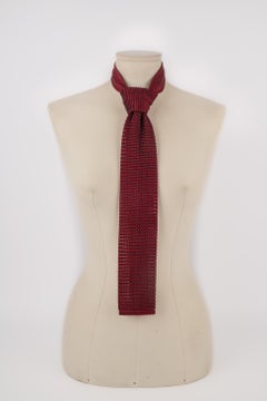Chanel Corbata de Malla Corbata de Malla de Seda Negra y Roja