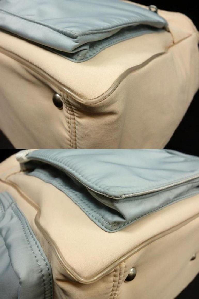 Chanel Messenger Bicolor 225346 Beige X Light Blue Nylon Cross Body Bag For Sale 2
