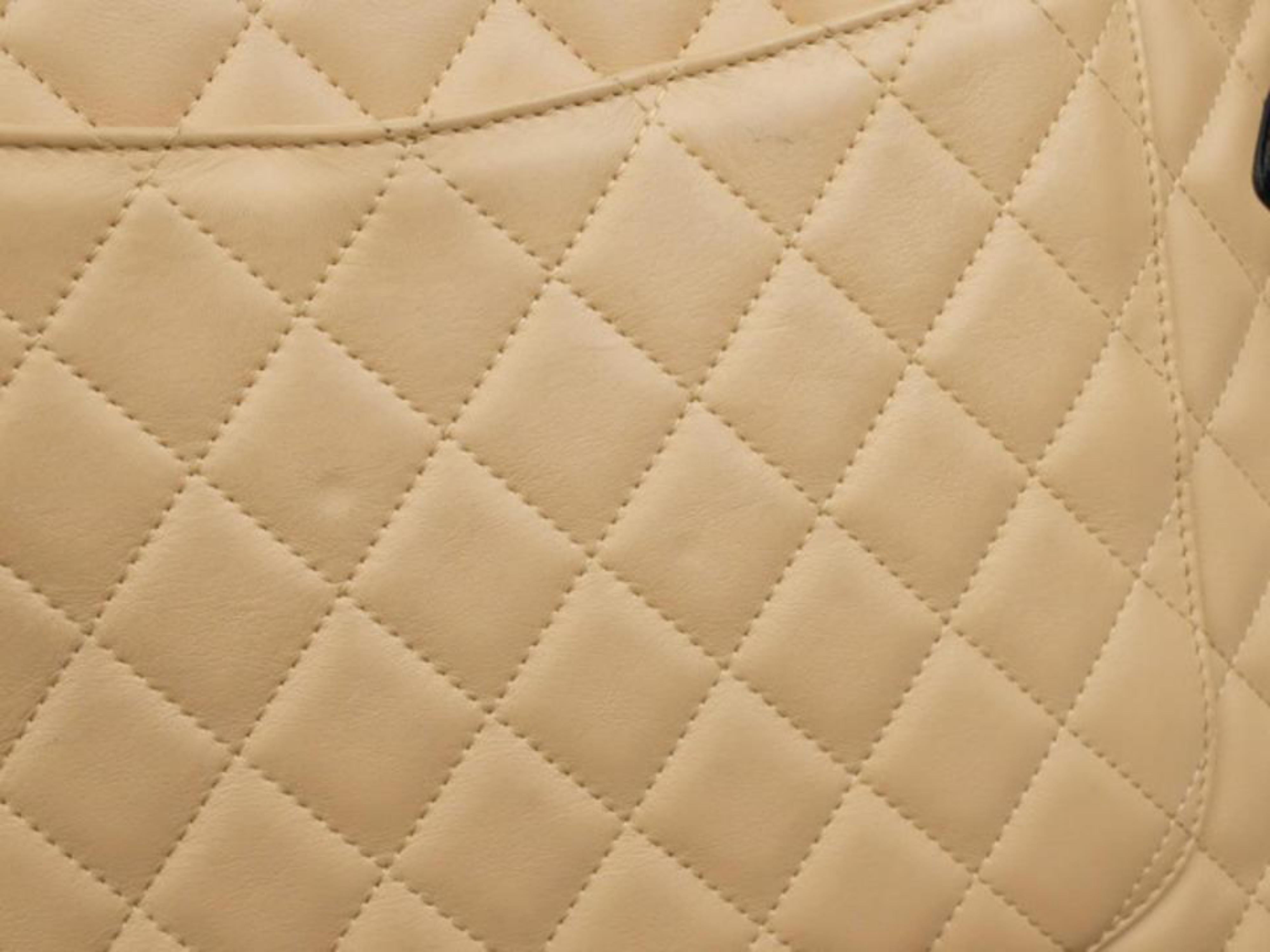 Chanel Messenger Cambon Extra 227178 Beige Quilted Leather Cross Body Bag For Sale 4