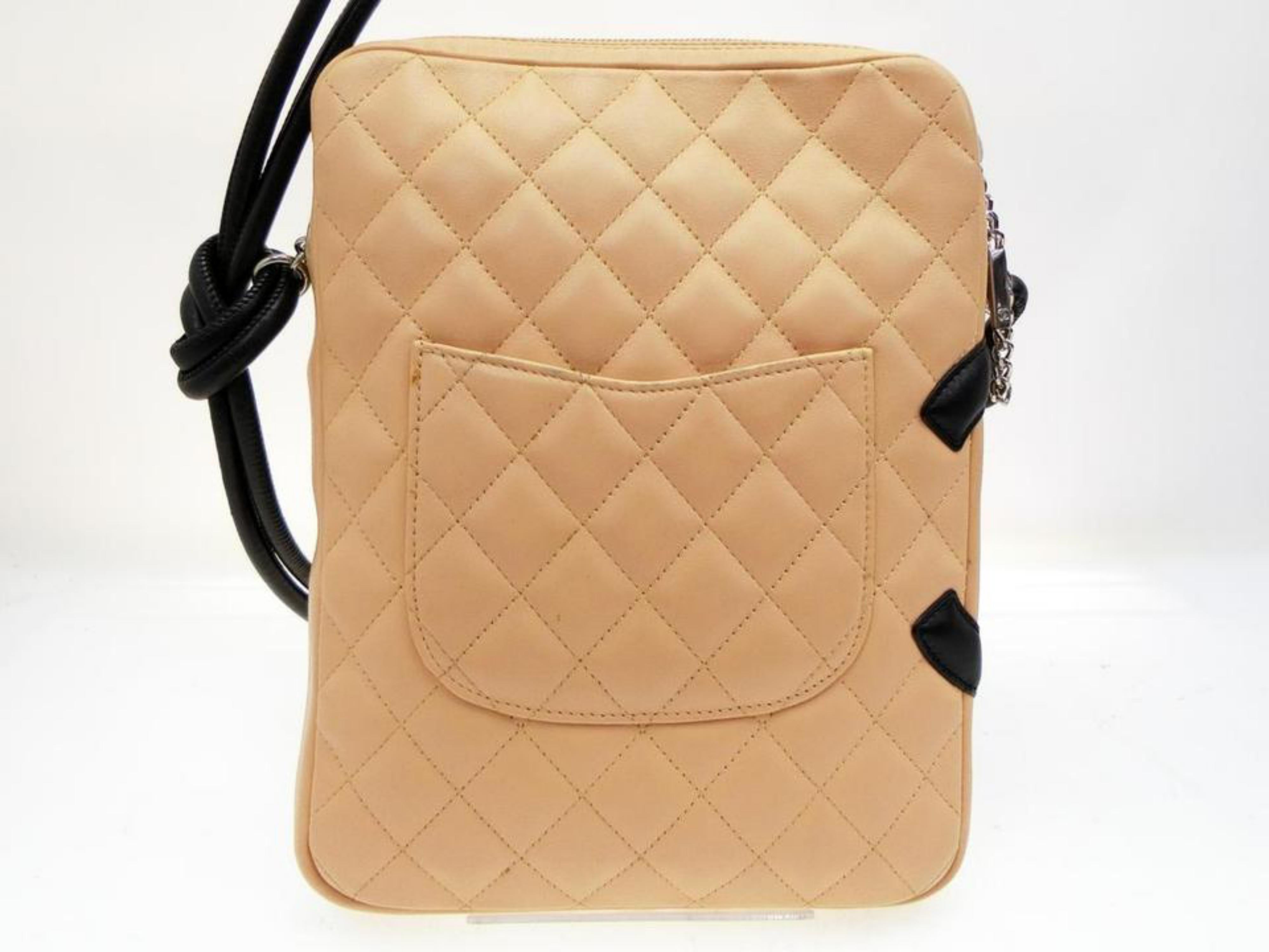 Chanel Messenger Cambon Quilted Ligne 228755 Beige Leather Cross Body Bag 5