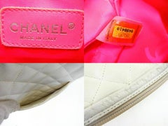 Chanel Messenger Cambon Quilted Ligne 228758 White Leather Cross Body Bag