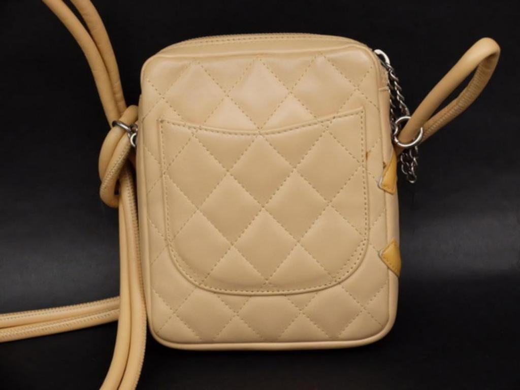 Chanel Messenger Cambon Quilted Ligne Mini Cross Body 230923 Beige Shoulder Bag For Sale 4