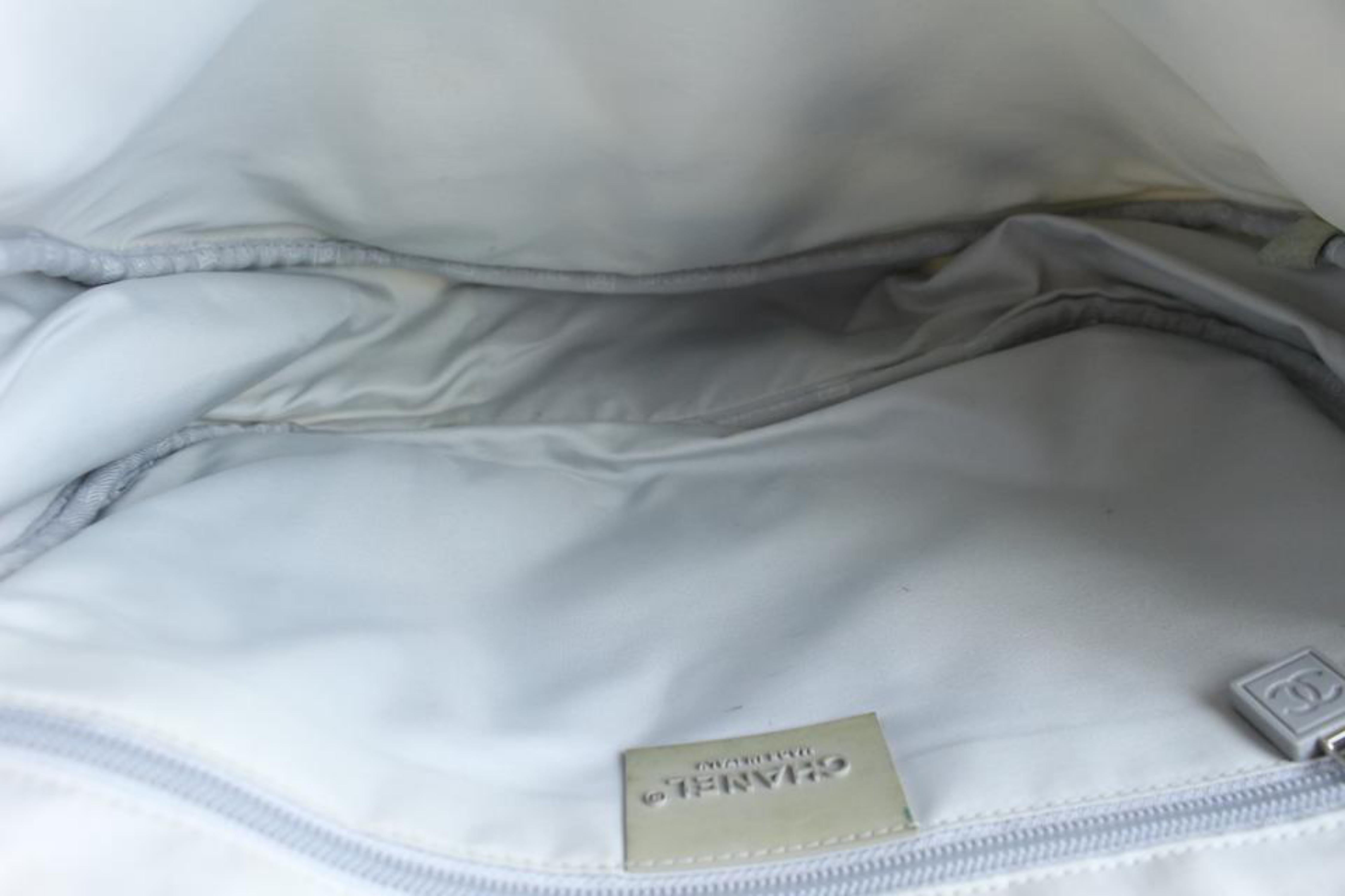 Women's Chanel Messenger Cc Logo Metallic 226705 Silver Nylon X Canvas Cross Body Bag For Sale