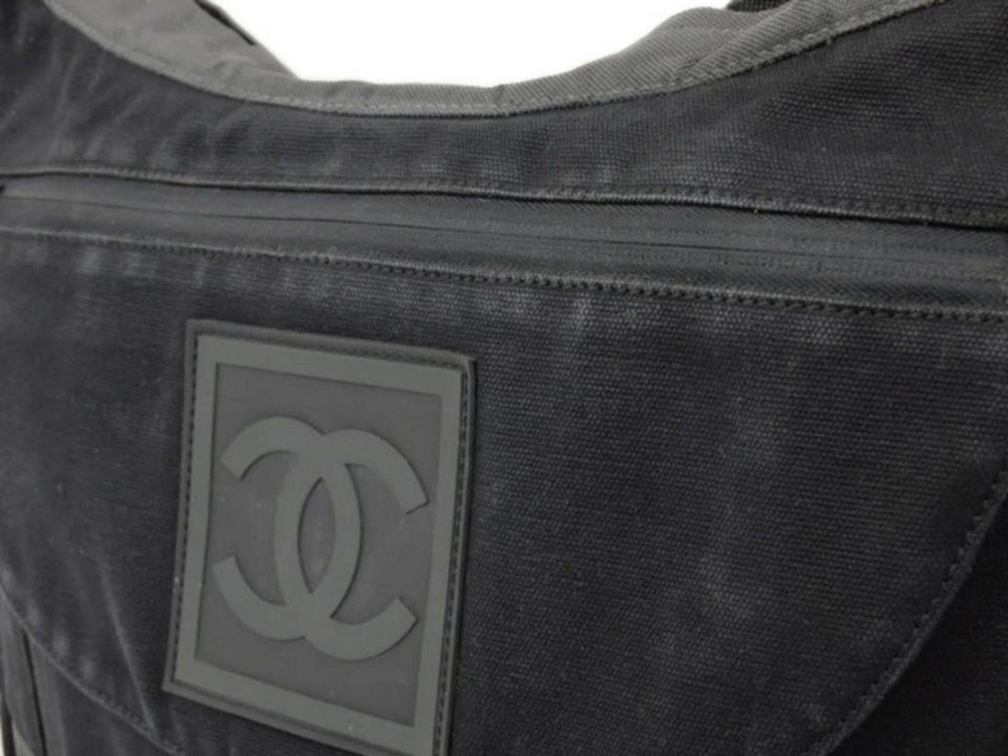Chanel Messenger Cc Logo Sports 224491 Black X Grey Canvas Laptop Bag 2