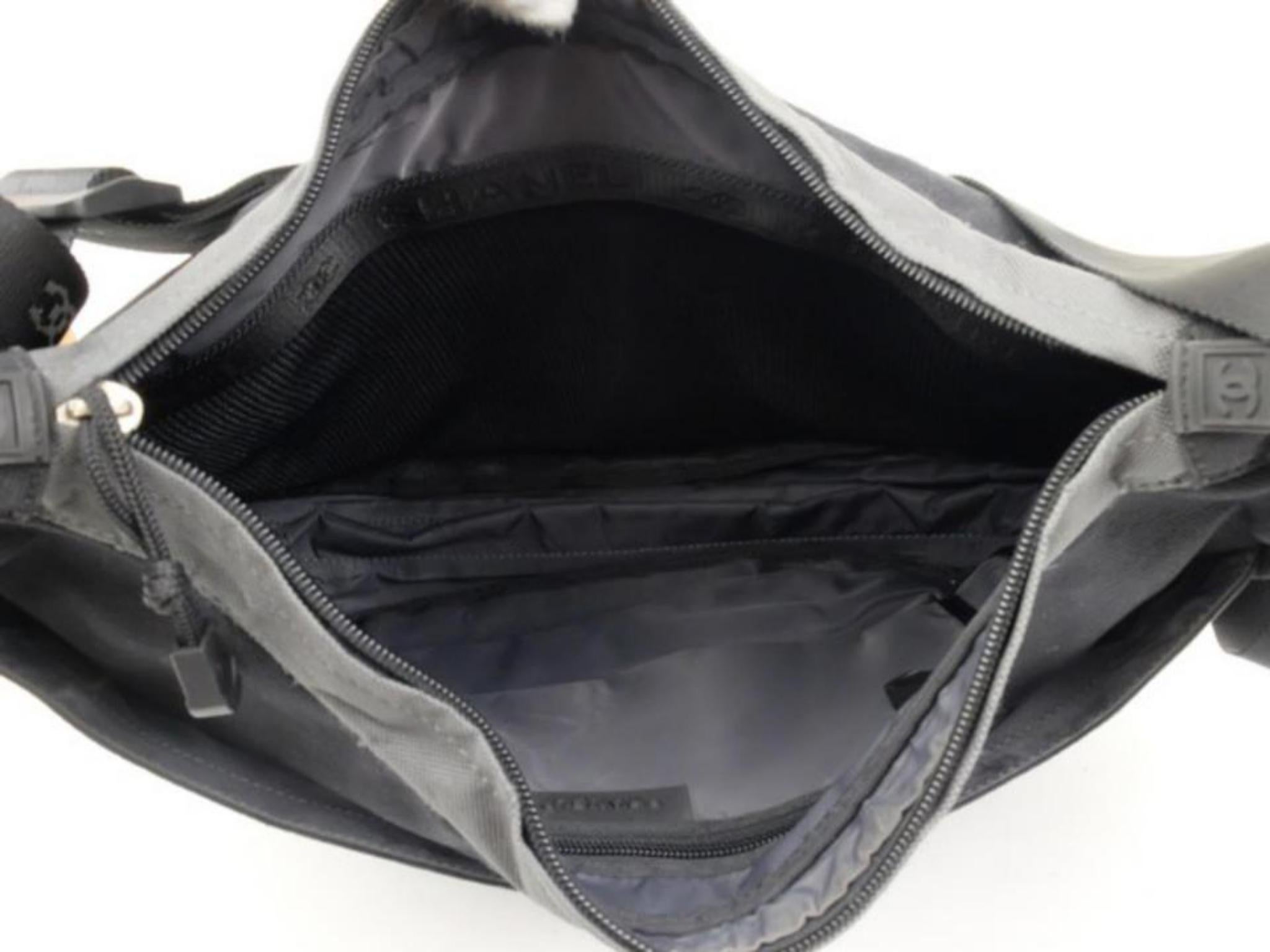 Women's Chanel Messenger Cc Logo Sports 224491 Black X Grey Canvas Laptop Bag