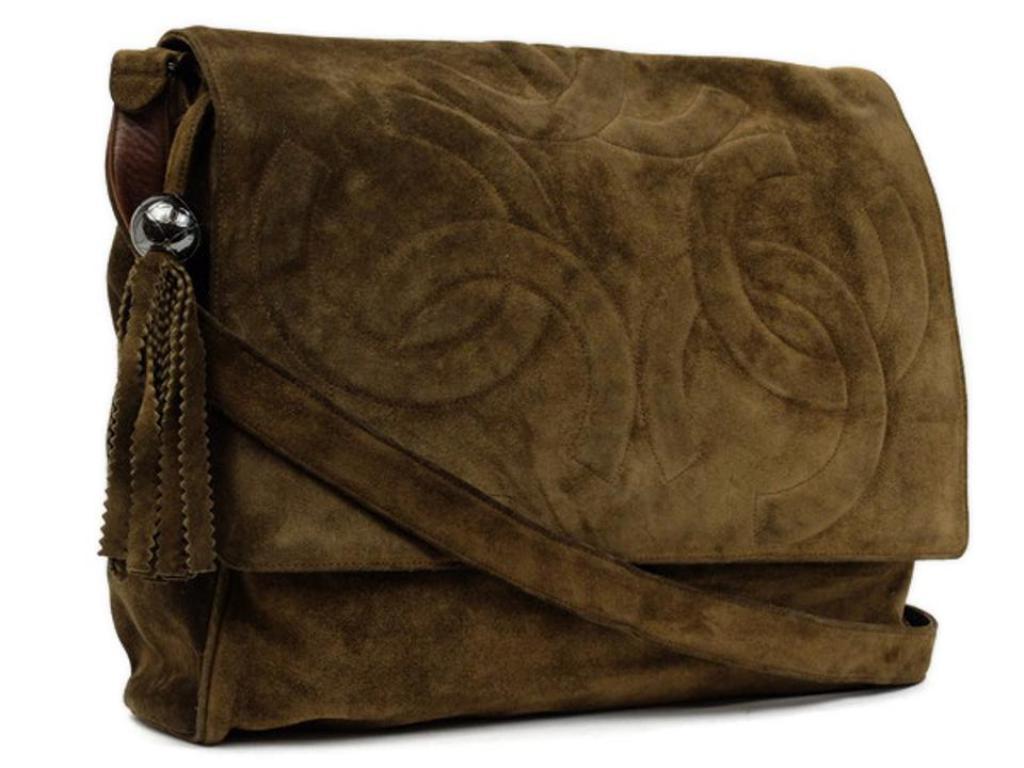 Chanel Messenger Jumbo Tassel 220201 Brown Suede Leather Messenger Bag For Sale 8