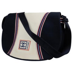 Chanel Messenger Logo 218683 Navy Nylon Messenger Bag