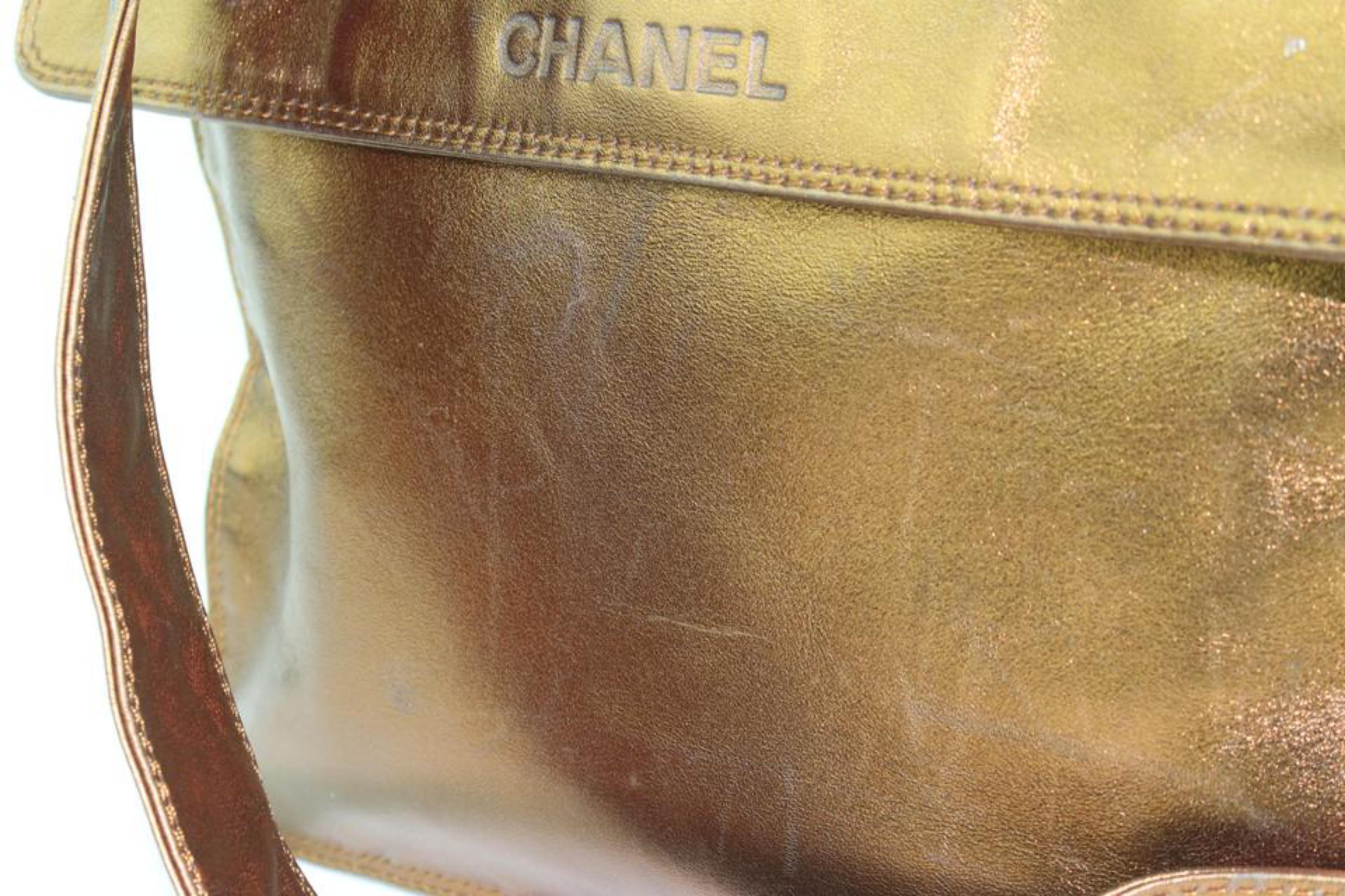 Chanel Messenger Metallic Lambskin Flat 7cz1016 Bronze Leather Cross Body Bag For Sale 5