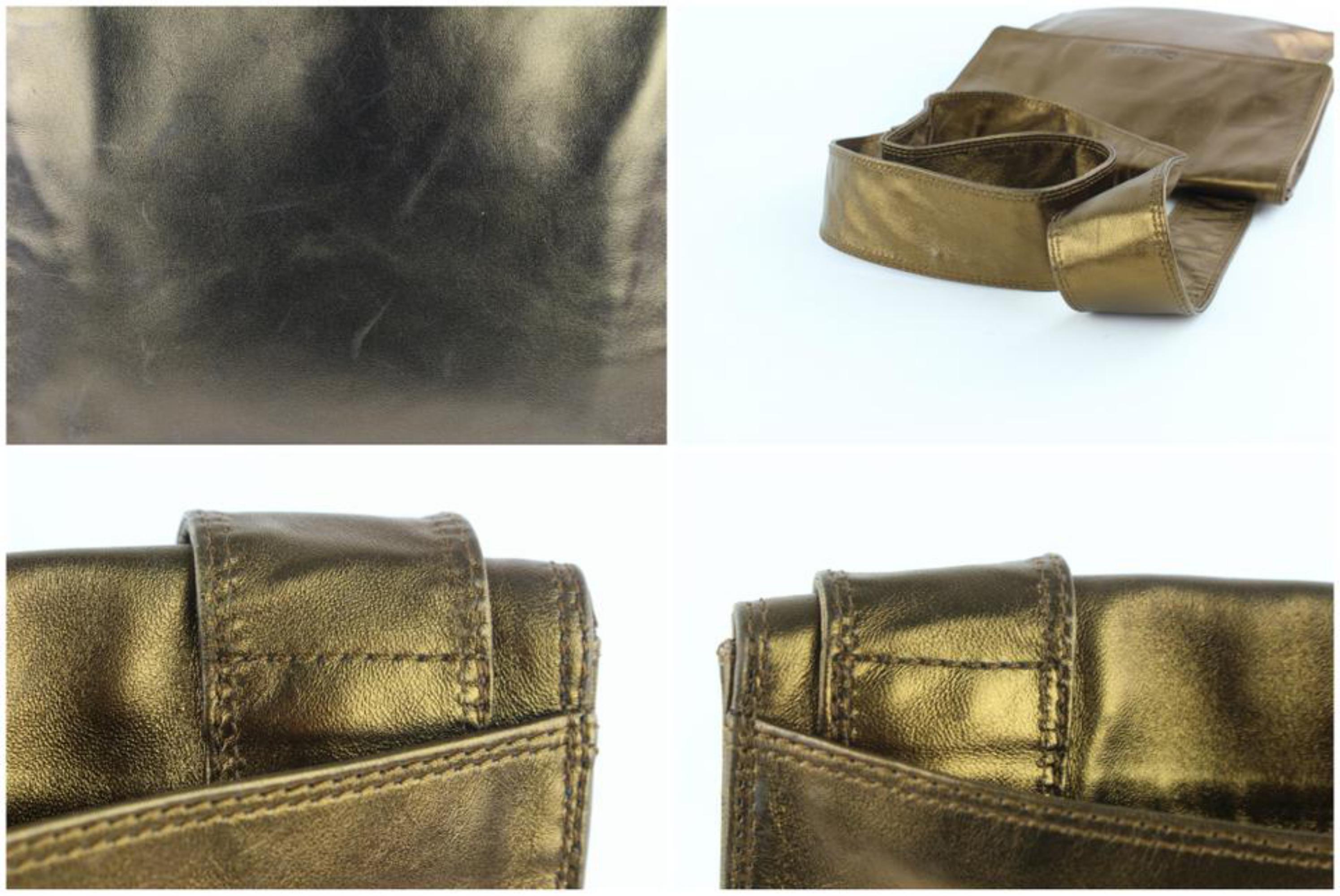 Women's Chanel Messenger Metallic Lambskin Flat 7cz1016 Bronze Leather Cross Body Bag For Sale