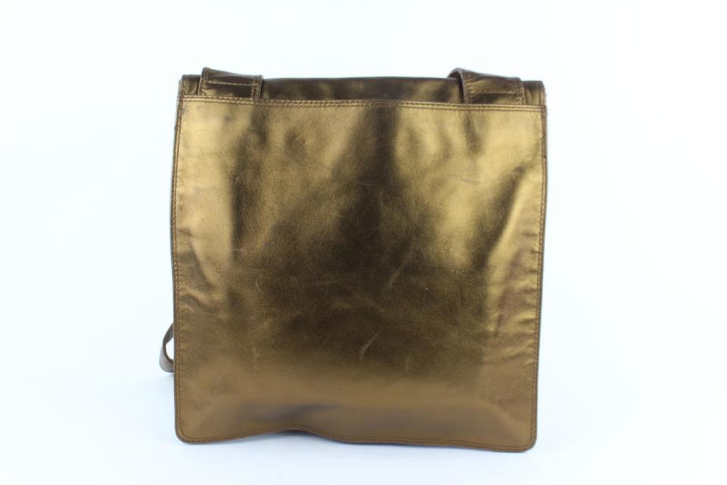 Chanel Messenger Metallic Lambskin Flat 7cz1016 Bronze Leather Cross Body Bag For Sale 1