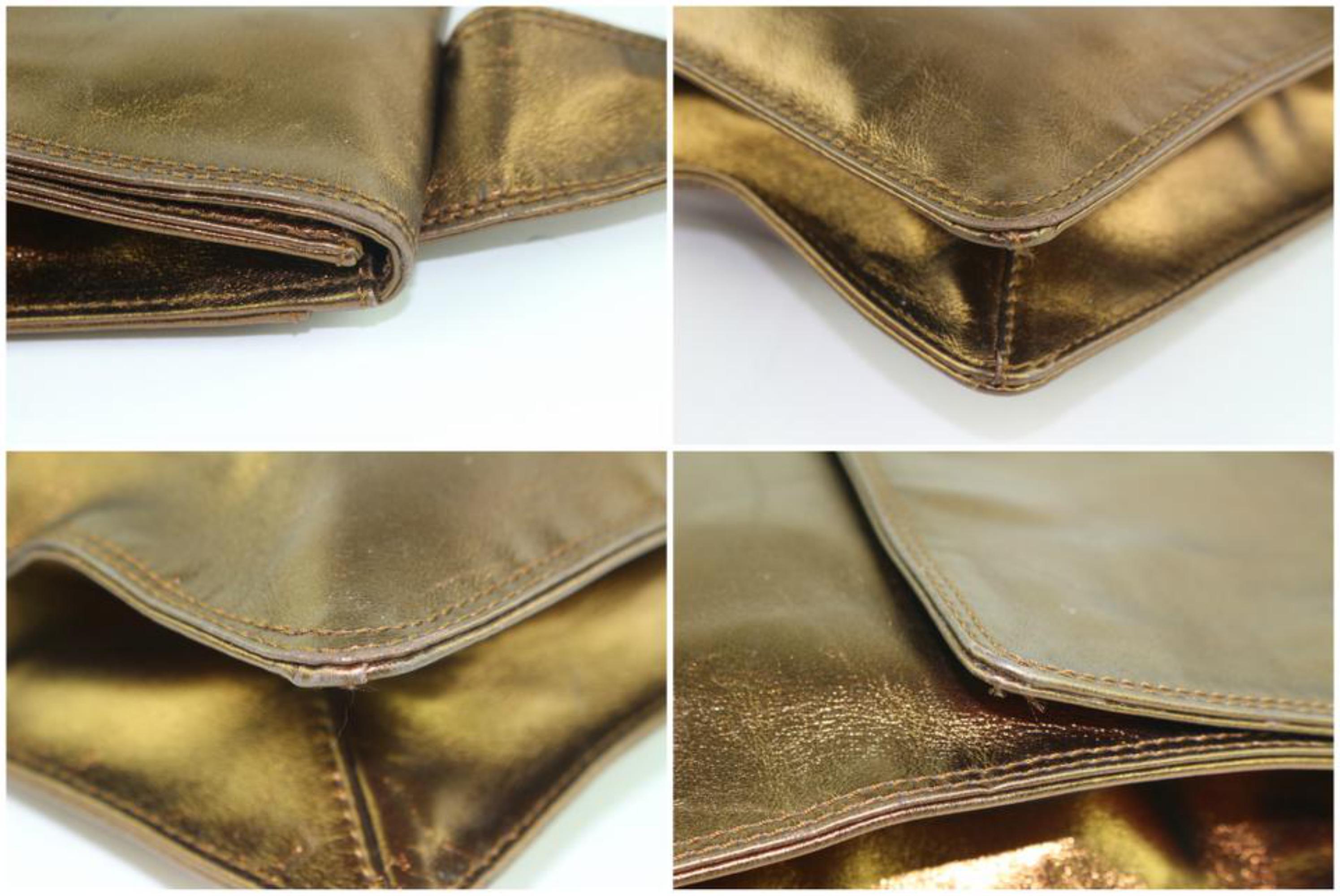 Chanel Messenger Metallic Lambskin Flat 7cz1016 Bronze Leather Cross Body Bag For Sale 4