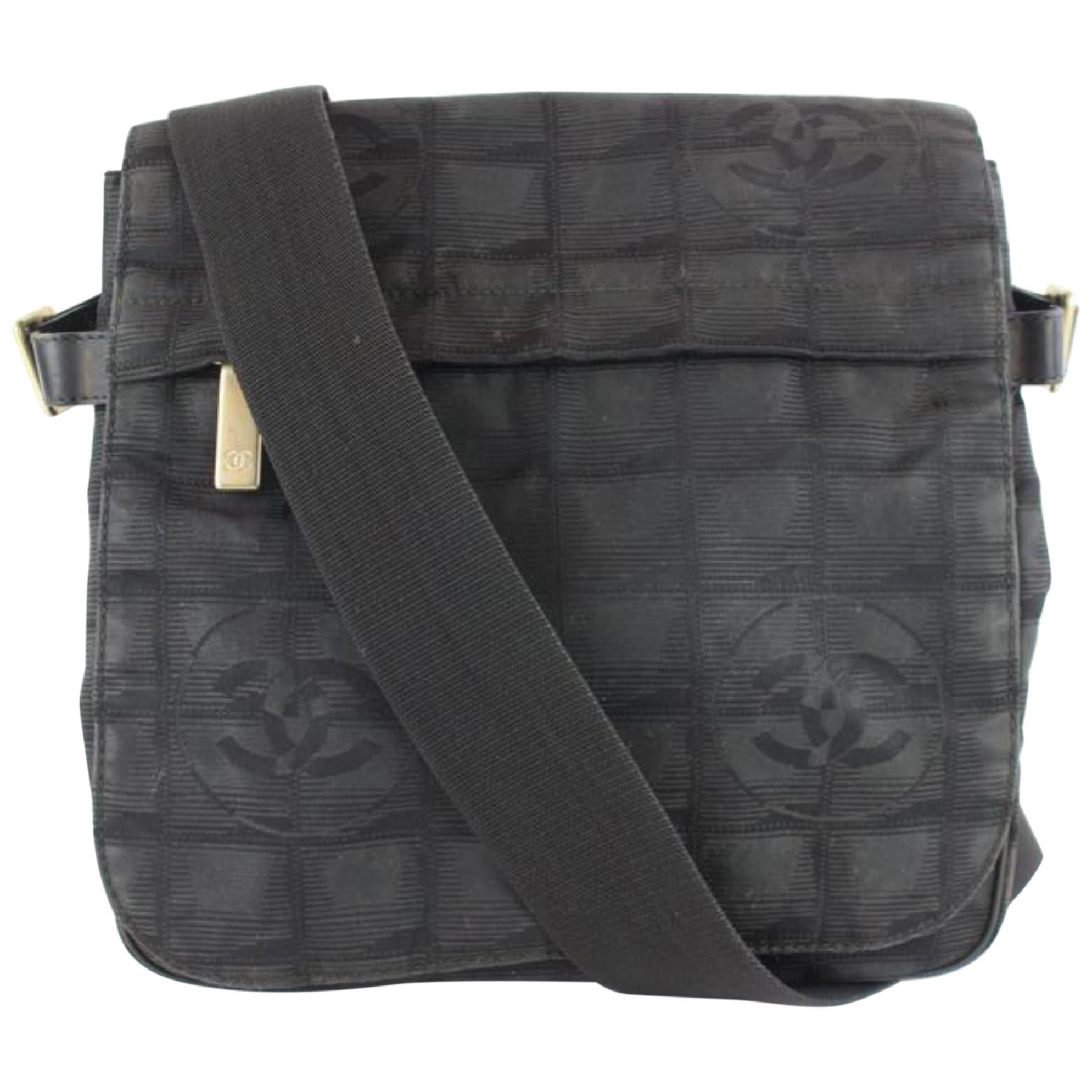 Chanel Messenger Quilted New Line Travel 228870 Black Nylon Cross Body Bag For Sale