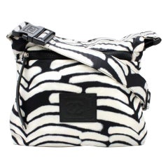 Chanel Messenger Vintage Black and White Nylon Cross Body Bag