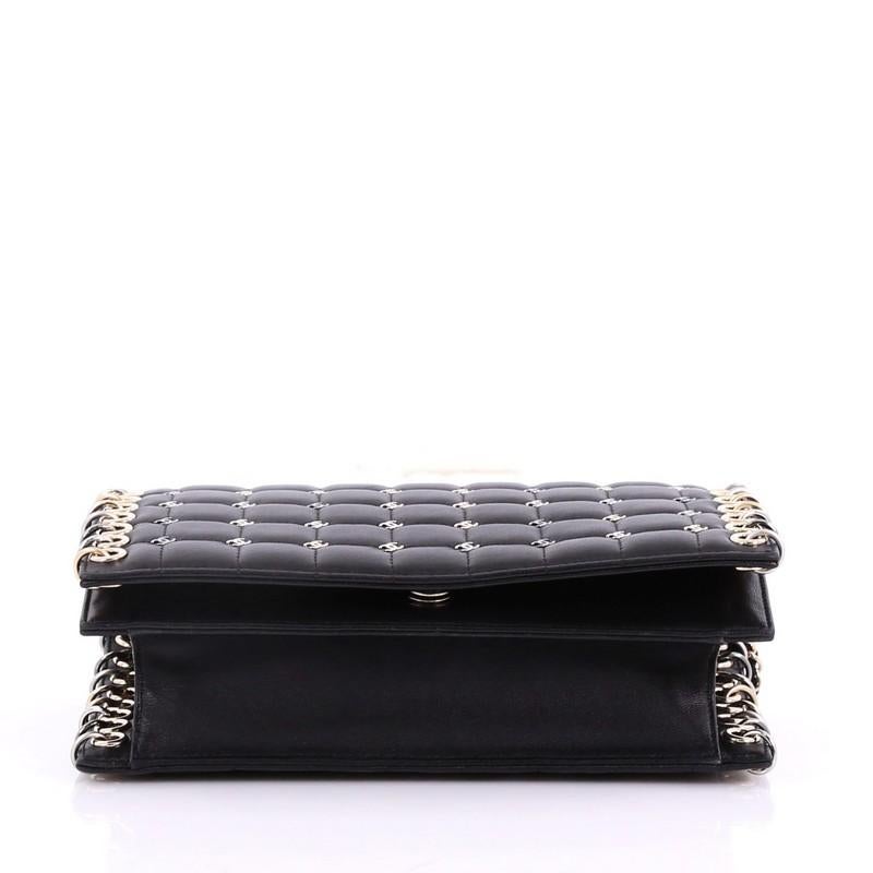 Women's or Men's Chanel Metal CC Signature Clutch on Chain Embellished Quilted Leather Small