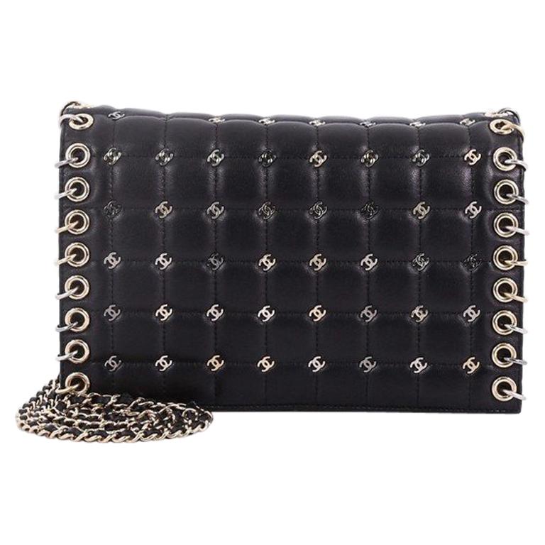 Chanel Metal CC Signature Clutch on Chain Embellished Quilted Leather Small