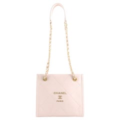 Chanel Metal Logo Shopping Tote Quilted Calfskin Small