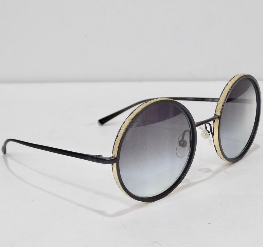 Chanel Metal Raffia Braided Round Sunglasses  6