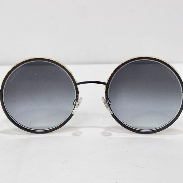 Chanel Metal Raffia Braided Round Sunglasses at 1stDibs  display picture 2