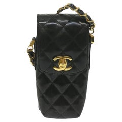 Chanel Metalassè Borsa Tracolla Porta Telefono Pelle Nera